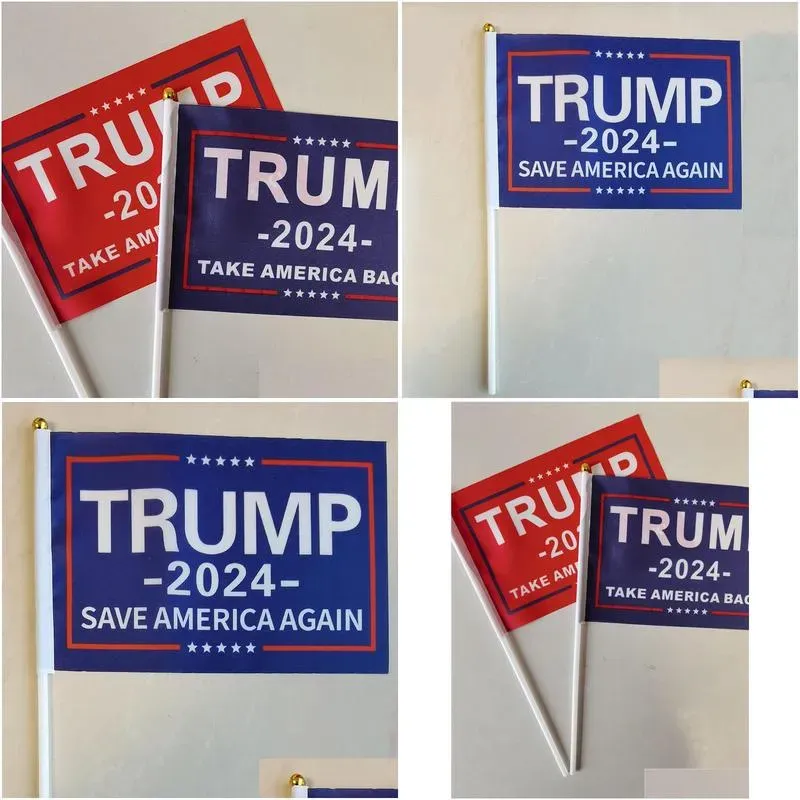 donald trump 2024 flags 14x21cm take america back flag with flagpole election decoration banner