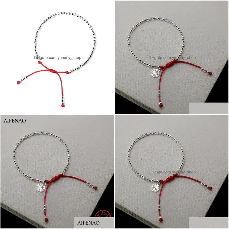 necklace 925 sterling silver beads bracelets for women handmade red thread rope bracelet friendship bangle lucky jewelry girls lady