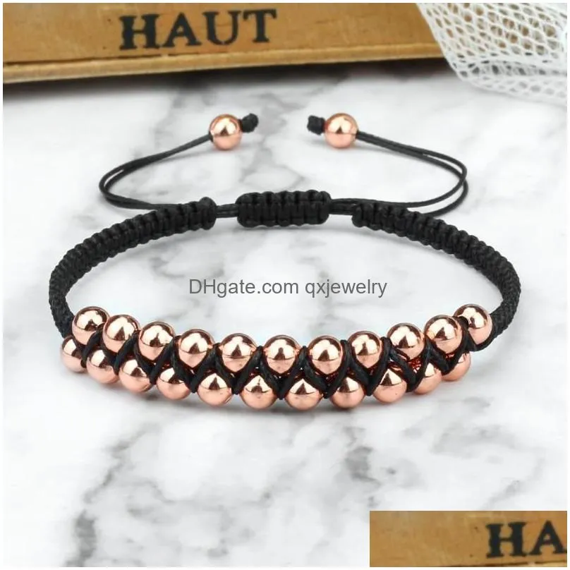 Strand 4MM Classic Bracelets Gold&Silver Color Double Layer Handmade Adjustable Copper Beads Woven Bracelet Fashion Jewelry Gift 2023
