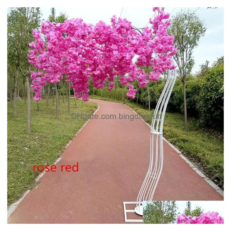 New Arrival White cherry blossom tree Road Cited Simulation Cherry Flower with metal Arch Frame For Party Centerpieces