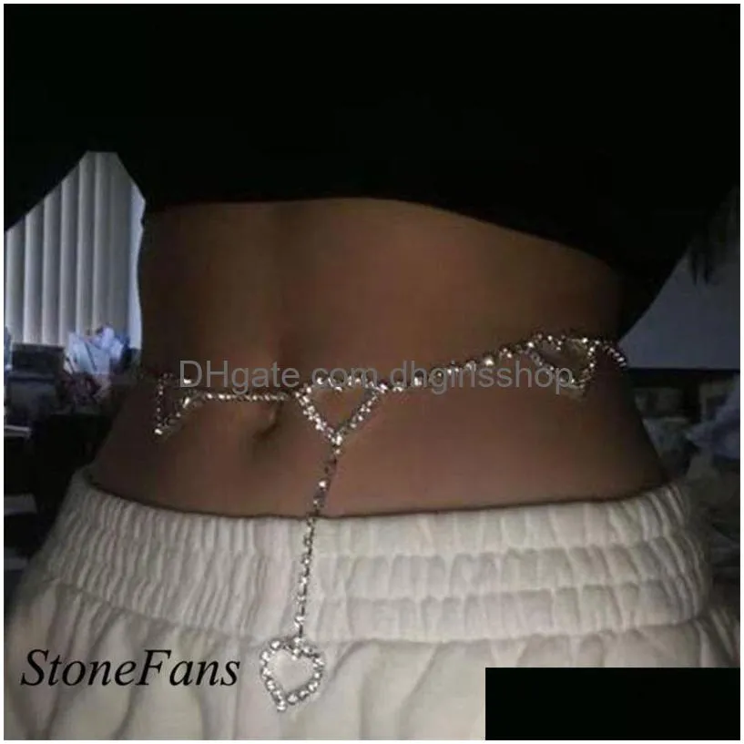 other stonefans sexy luxury heart shape waist chain belt for women fashion crystal waist jewelry belt with christmas gift 221008