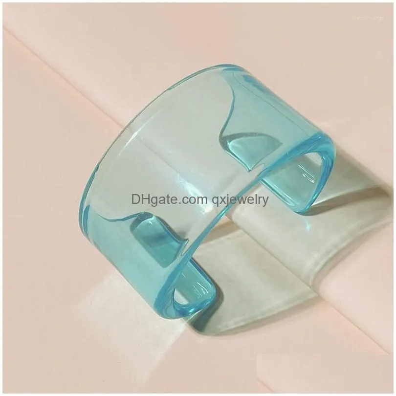 Bangle Transparent Acrylic Resin Open Bracelet For Women 2023 Trendy Geometric Korean Retro Wide Girls Hand Jewelry