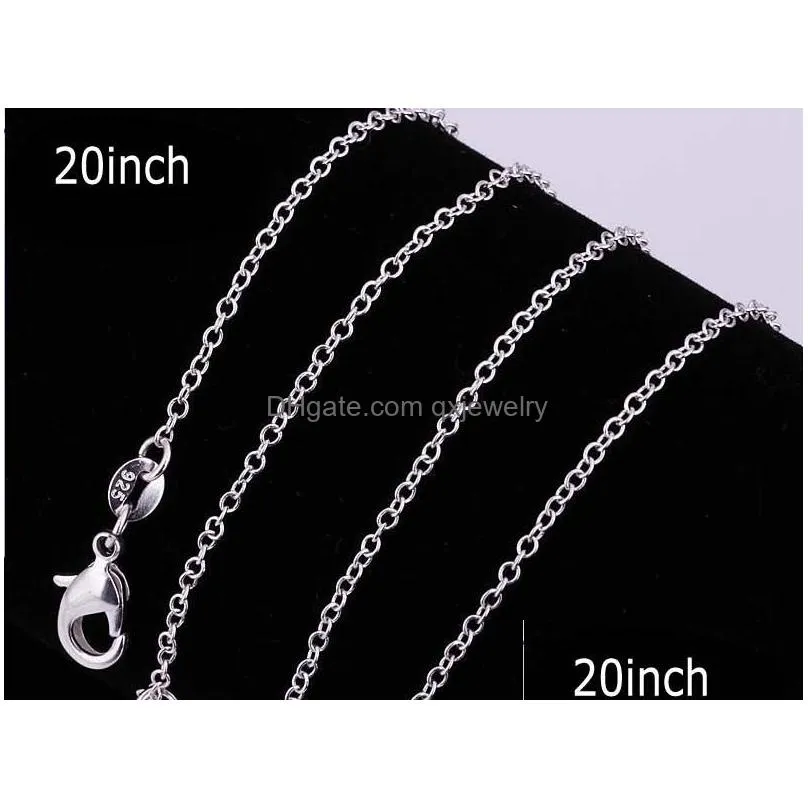 100PCS 925 Sterling Silver 1MM Rolo Chain Necklace For Women Men Jewelry 40cm 45cm 50cm 55cm 60cm long Chain Fit Pendant 5 Sizes