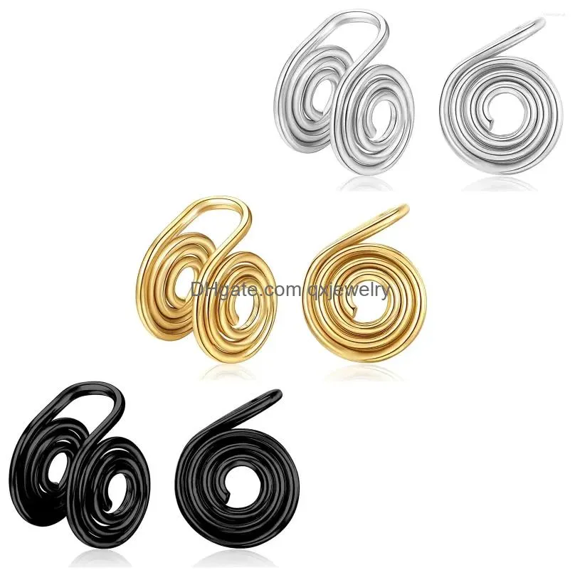Backs Earrings 1-5 Pairs 10mm Stainless Steel Spiral Wire Wrapped Clip On Non Pierced Ear Cuffs Fake Nose Ring Hoop For Men Women