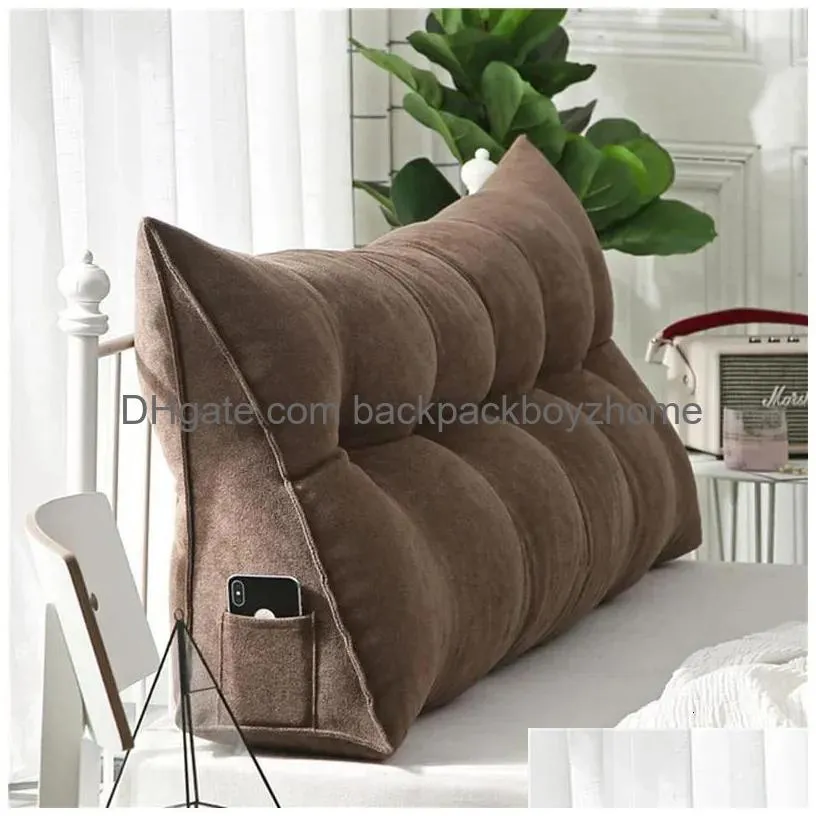 pillow real european removable bedside velet cushion triangular bed backrest pillow for couple soft waist large sofa headboard 231127