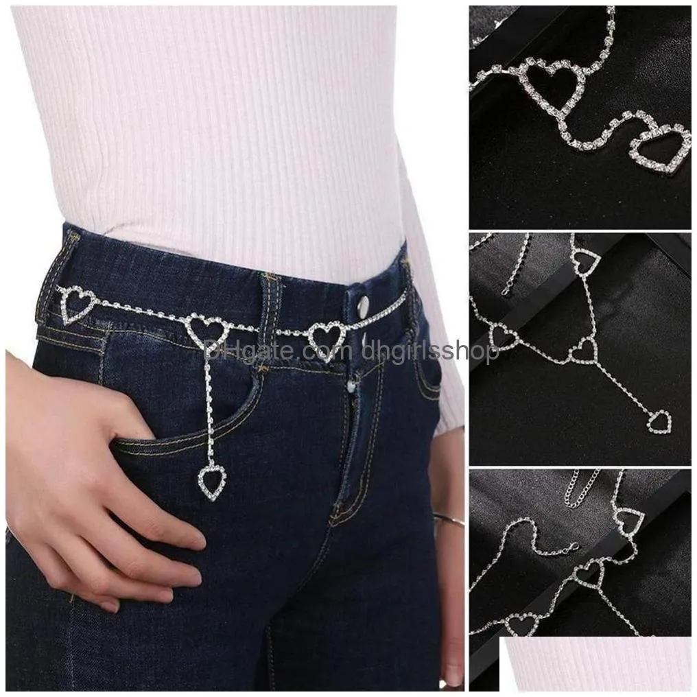 other stonefans sexy luxury heart shape waist chain belt for women fashion crystal waist jewelry belt with christmas gift 221008