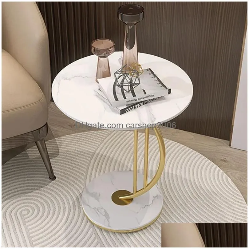 elegant light luxury rock slab small round table for home decor - perfect for tea coffee books and more - stylish corner furniture