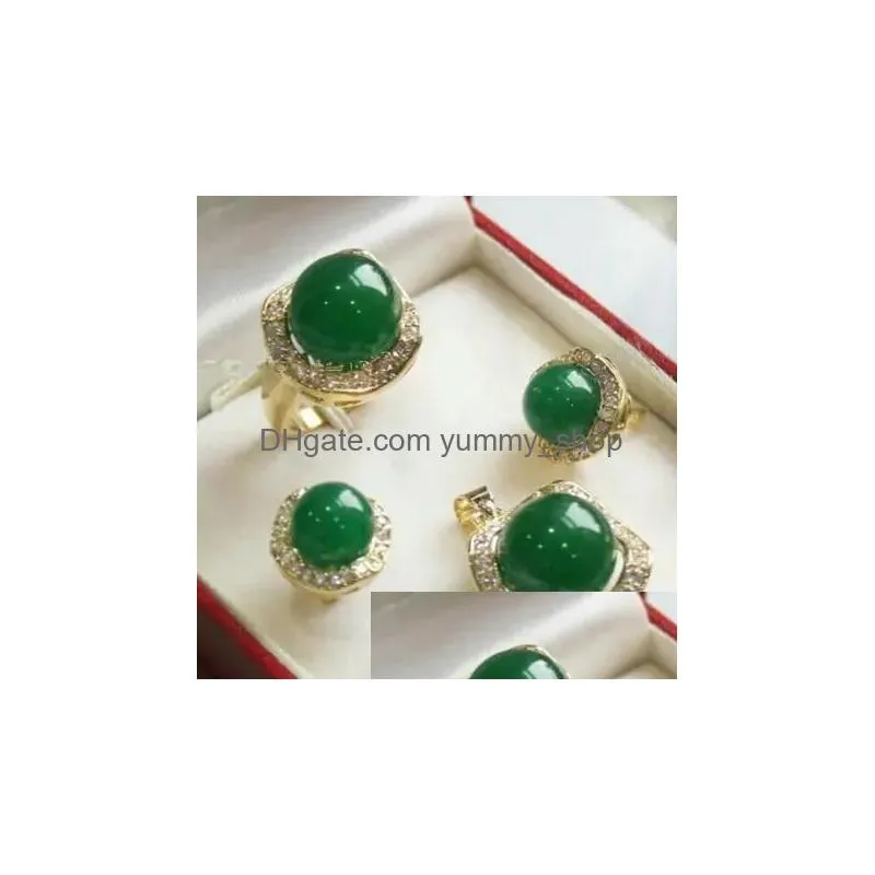 sets 1014mm south sea shell pearl /jade round bead ring earring pendant necklace set ring size 6 7 8 9 choose