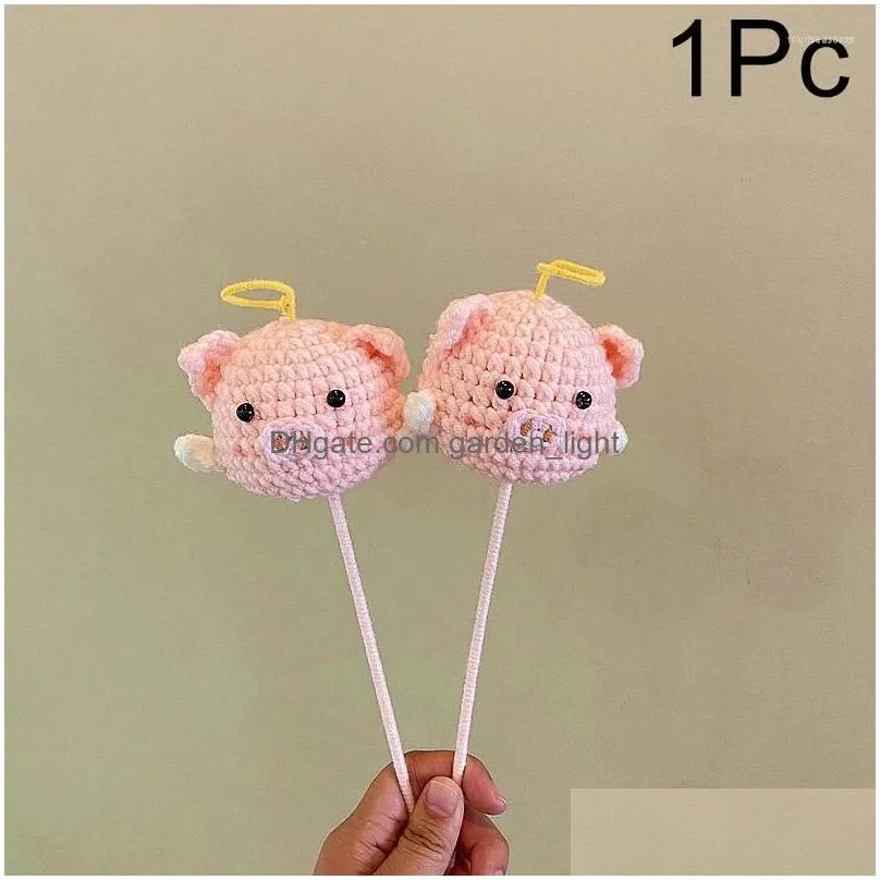 decorative flowers cute cloghet pig flower artificial hand-knitted bouquet kawaii valentines day wedding year gifts home decor