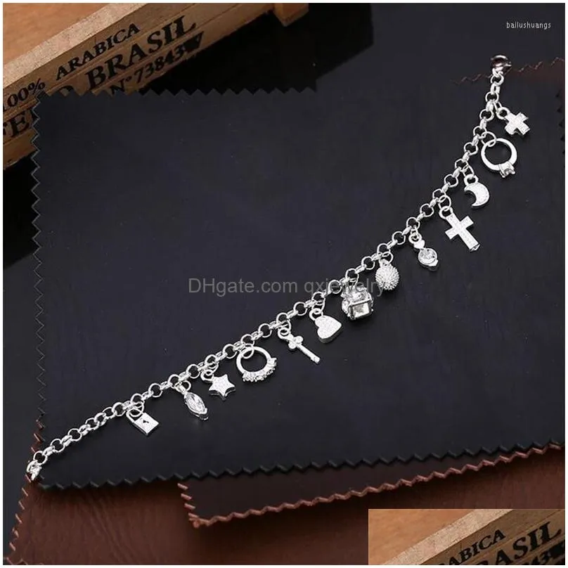 Charm Bracelets European Fashion Silver Color Thirteen Tassel Zircon Pendant Bracelet Sweet Romantic Multi- For Women Gifts