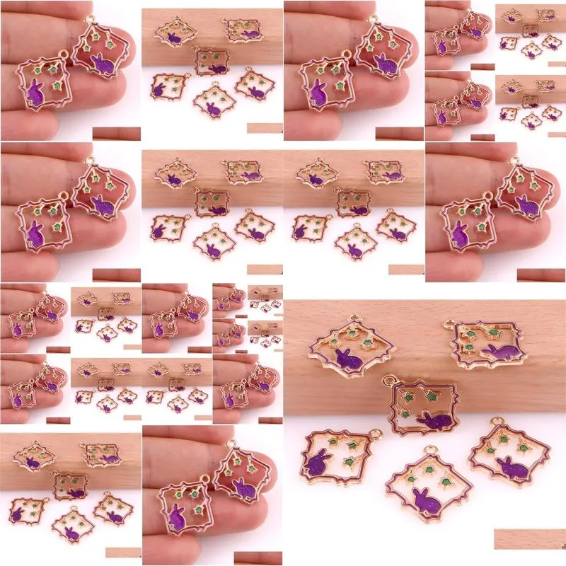 30pcs Rabbit Star 2124mm Alloy Enamel Charms Jewelry Making Drop Oil Pendant DIY fit Bracelet Necklace Fashion Accessory1951261
