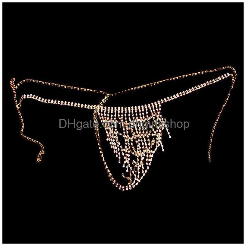 other stonefans sexy body chain thong jewelry for women tassel waist chain crystal underwear panties beach bikini jewellery 221008