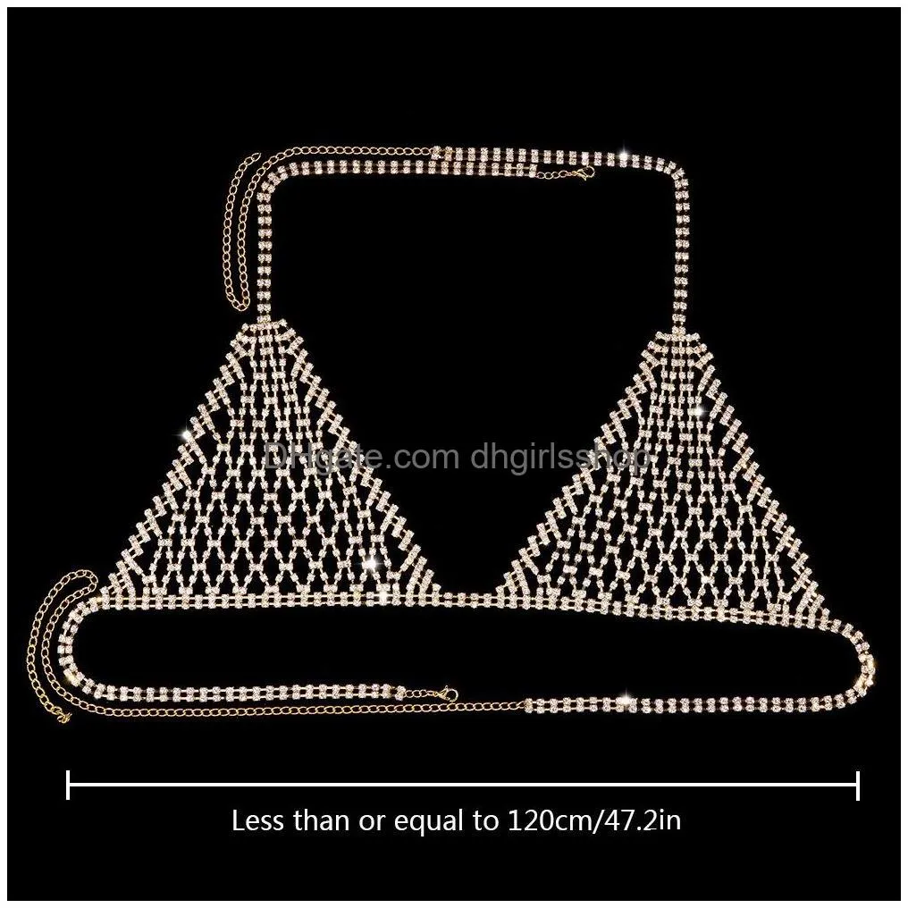 other shiny mesh crystal chest chain underwear hollow  chain bra harness lingerie sexy festival clothing outfit 221008