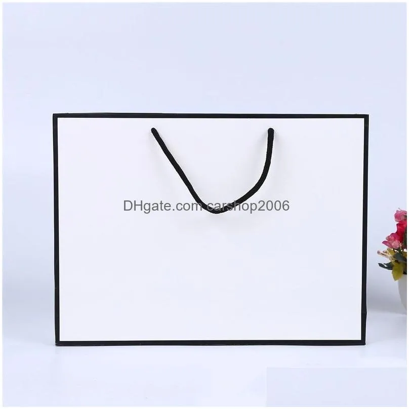 white card kraft paper bag thicken clothing gift shopping packaging pouch garment gift paper bag with handles1472963