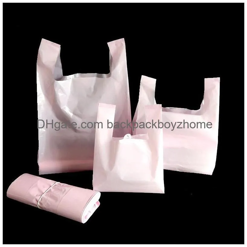 other disposable plastic products 50pcs pink thicken vest plastic bag green large size clothes gift baking dessert cake food takeaway packaging party bags