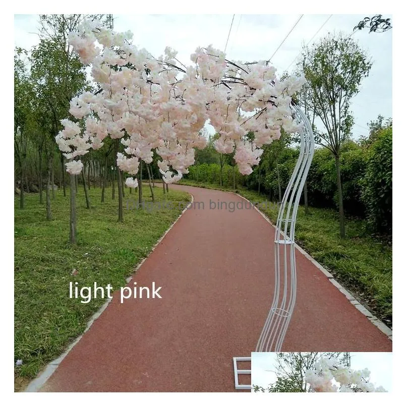 New Arrival White cherry blossom tree Road Cited Simulation Cherry Flower with metal Arch Frame For Party Centerpieces