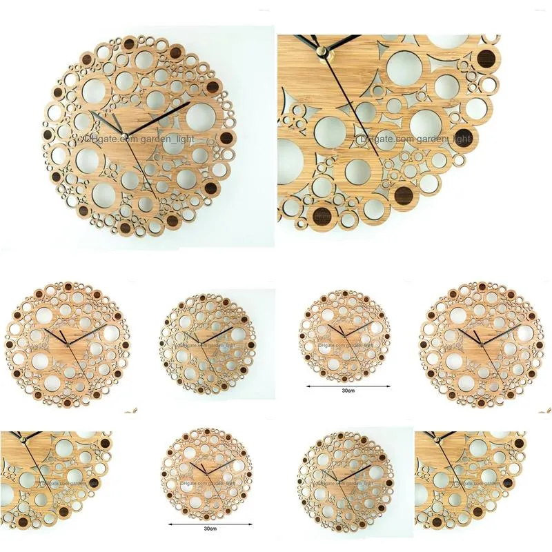 wall clocks creative bamboo clock simple modern design natural wooden round art home decor silent 12