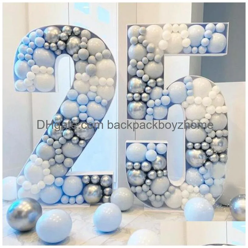 other event party supplies 73cm digital mosaic balloon frame numbers 1 2 3 balloon filled box diy kids adult birthday party wedding baby shower decoration
