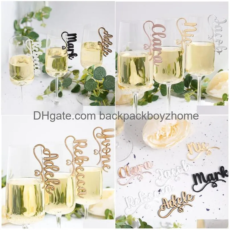 other event party supplies 20pcs personalized drink glass place cards name tags wedding natural wood custom wedding champagne escort card