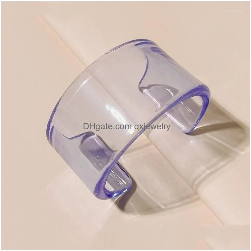 Bangle Transparent Acrylic Resin Open Bracelet For Women 2023 Trendy Geometric Korean Retro Wide Girls Hand Jewelry