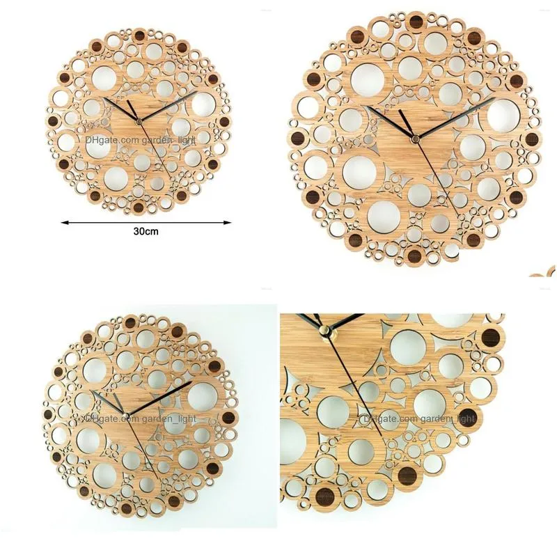 wall clocks creative bamboo clock simple modern design natural wooden round art home decor silent 12