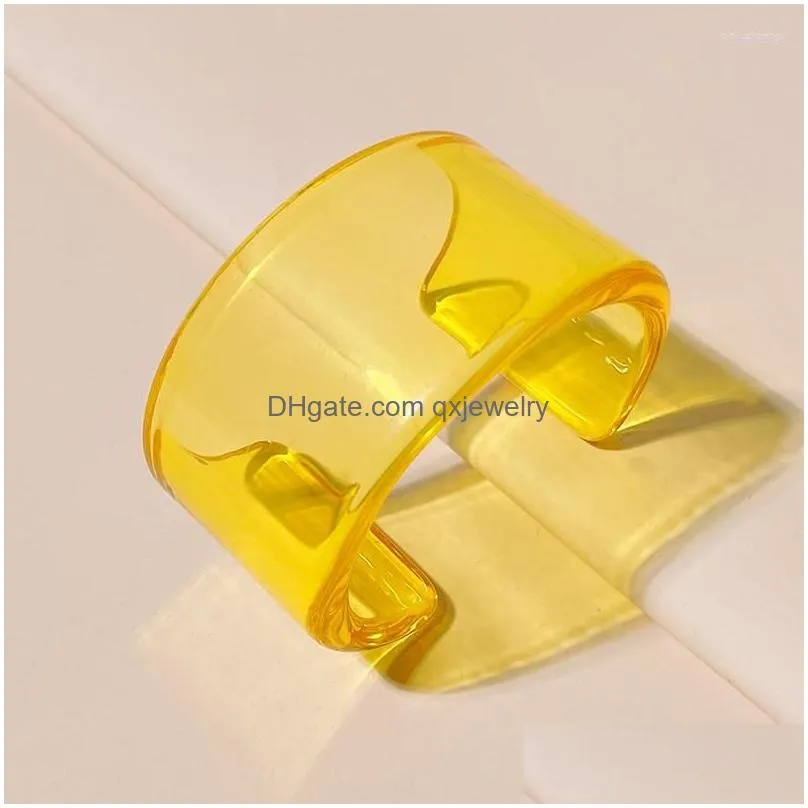 Bangle Transparent Acrylic Resin Open Bracelet For Women 2023 Trendy Geometric Korean Retro Wide Girls Hand Jewelry