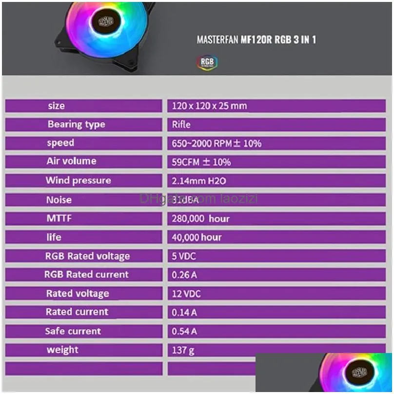 laptop cooling pads cooler master mf120 argb 3in1 12cm rgb computer case fan 120mm cpu radiator water replaces fans with controller