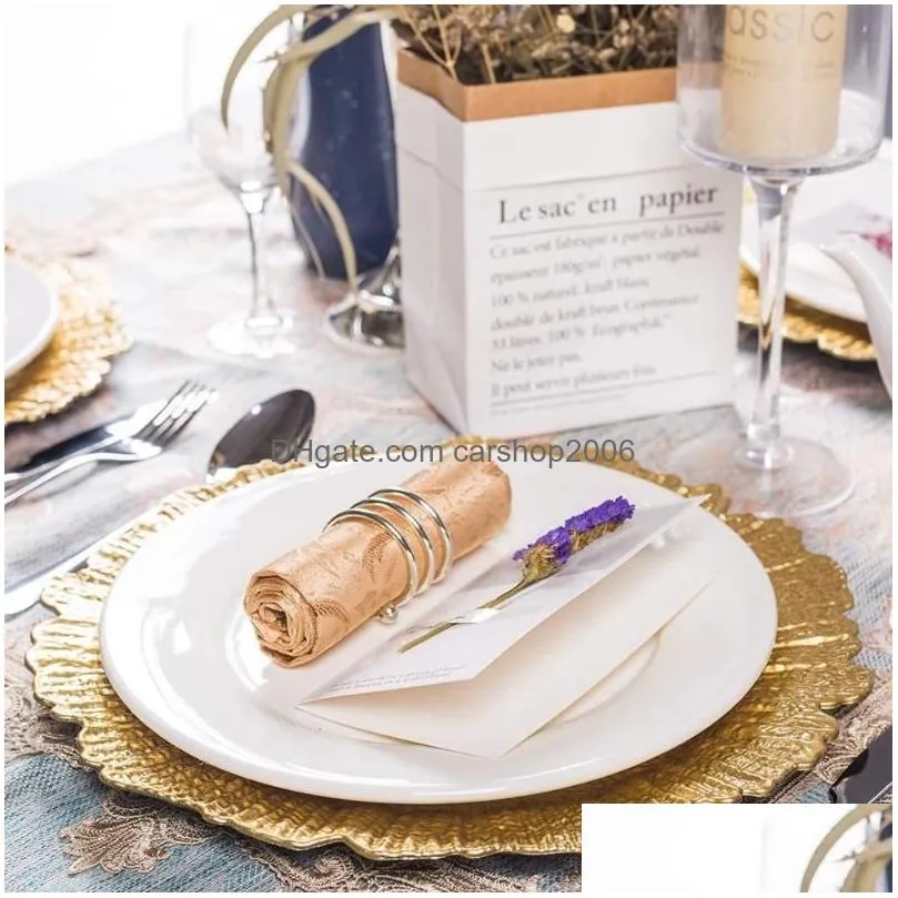 dishes plates 6pcs gold round 13 plastic  plates plate chargers for party dinner wedding elegant decor place setting 6 