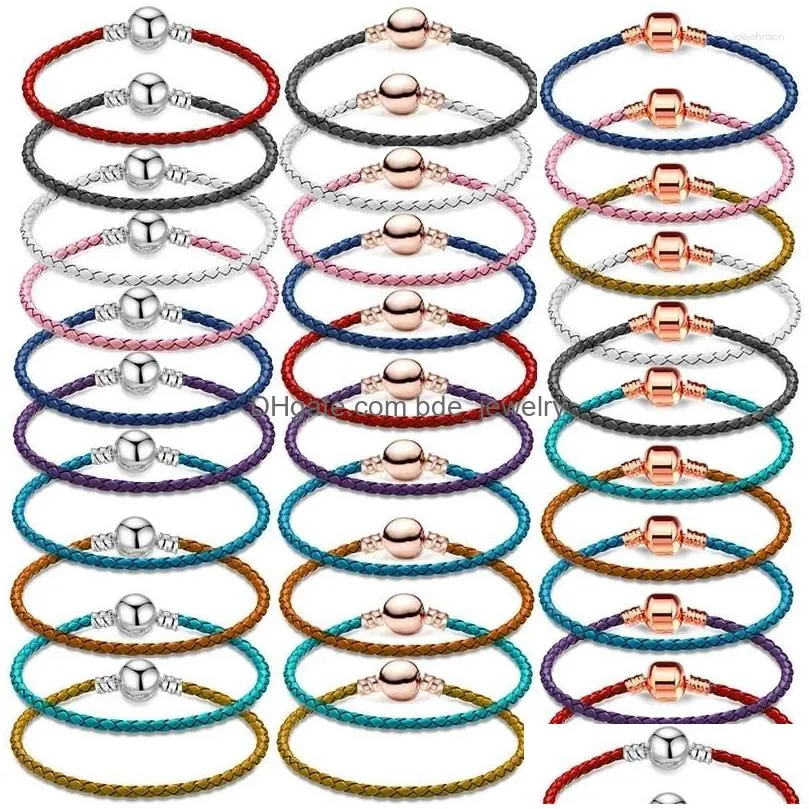 charm bracelets high quality pu leather for women fit original diy brand beads bracelet jewelry gift drop