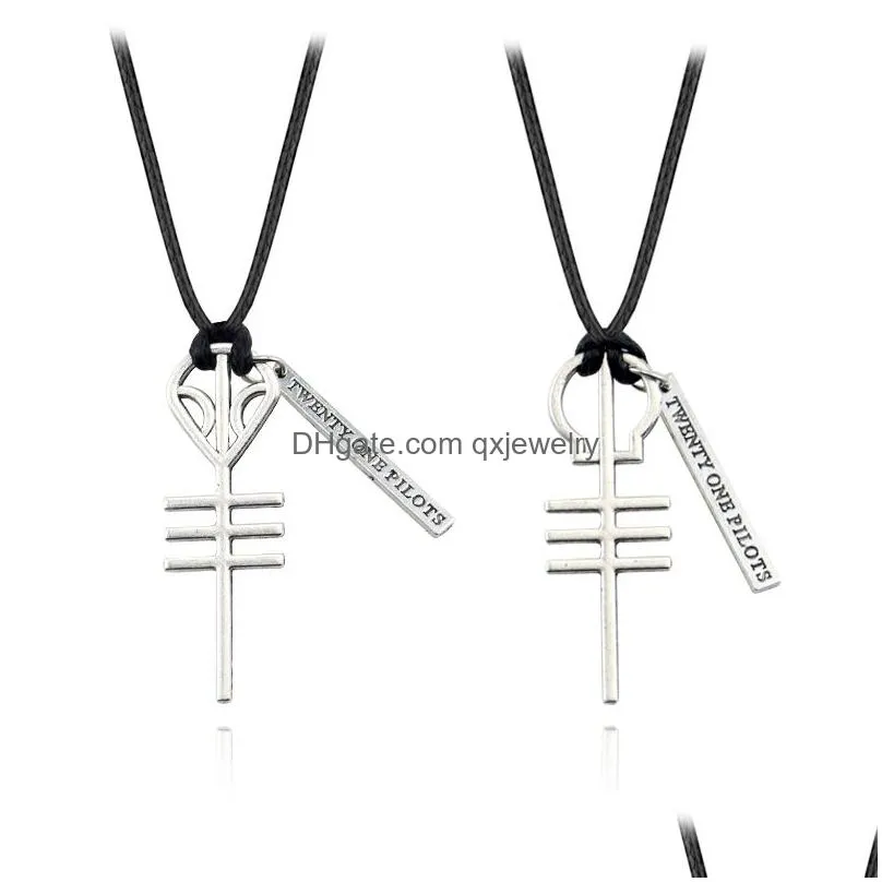 Necklaces Fashion 21 Twenty One Pilots Rock Band Skeleton Pendants Cord Bff Friends Necklace Punk Men Women Music Hip Hop