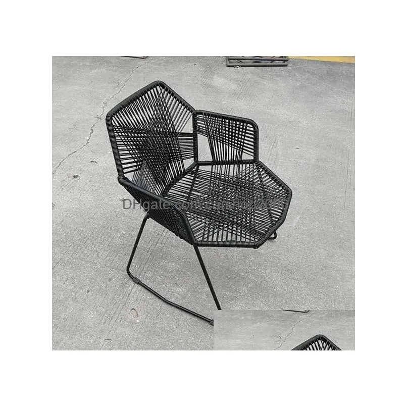 modern minimalist nordic single chair set for home balcony and outdoor patio - stylish wicker metal furniture for leisure and