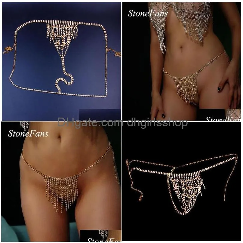 other stonefans sexy body chain thong jewelry for women tassel waist chain crystal underwear panties beach bikini jewellery 221008