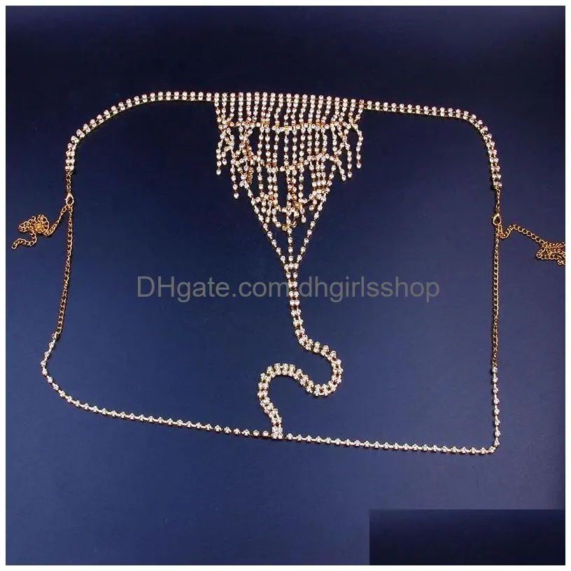 other stonefans sexy body chain thong jewelry for women tassel waist chain crystal underwear panties beach bikini jewellery 221008