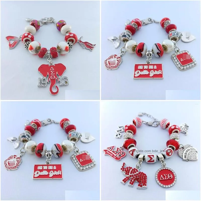 charm bracelets handmade fashion greek letter sorority women gift jewelry