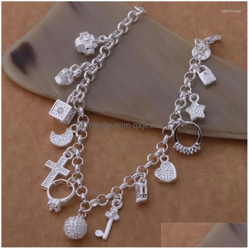 Charm Bracelets European Fashion Silver Color Thirteen Tassel Zircon Pendant Bracelet Sweet Romantic Multi- For Women Gifts