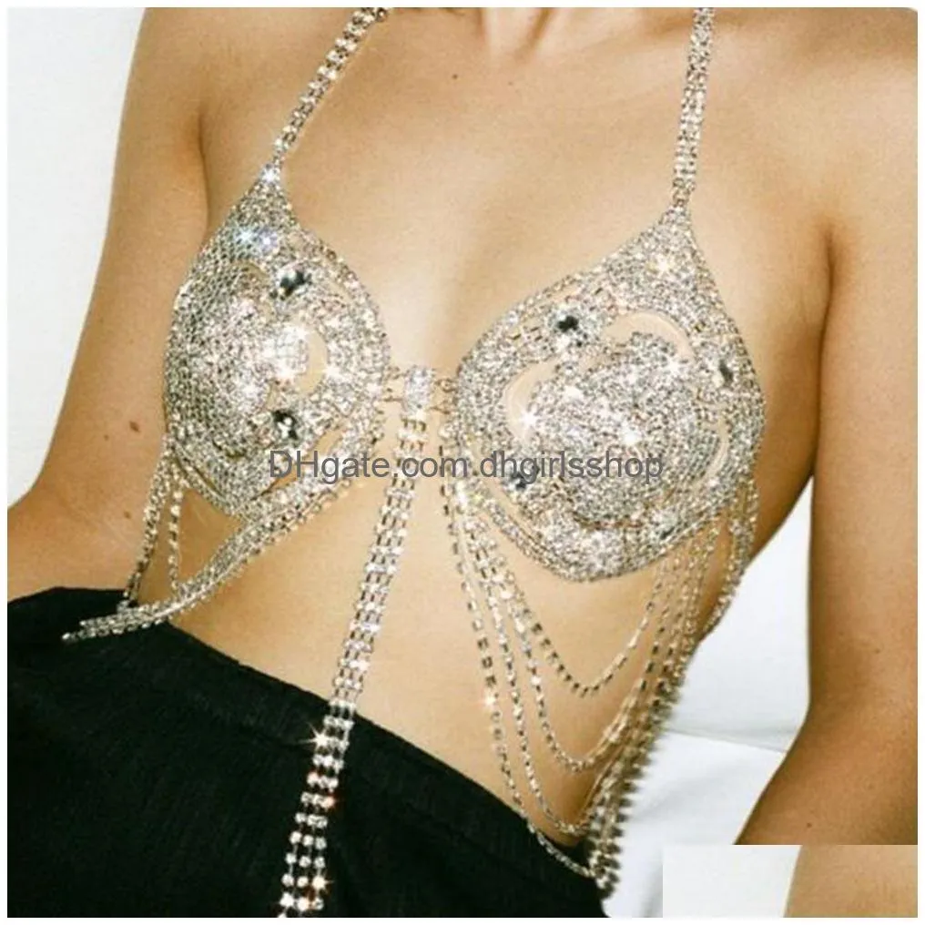 other stonefans flower shape chest bra accessories for women summer sexy tassel crystal body chain bra harness rave jewelry 221008