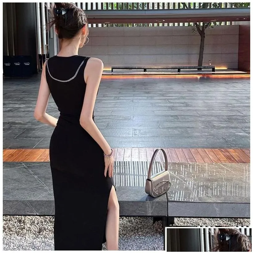 Basic Casual Dresses Women O Neck Y Sleeveless Luxury Clothing Female Bodycon Dress Party Beach Wear Drop Delivery Apparel Womens Dhv9G
