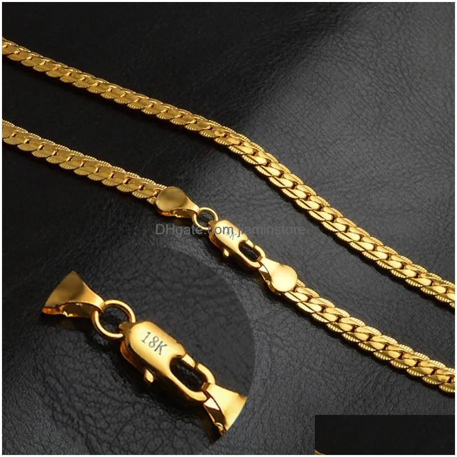 Hainon wholale color 18k gold necklace 5mm 20inch for men factory oem stamped 18kgf chain brass stock253l5089591