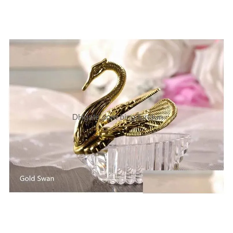 Gift Wrap 24 set Wedding Favor Boxes Acrylic Swan With Beautiful Lily Flower Candy Favors Novelty Baby Shower 230512