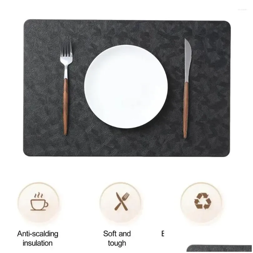 Table Mats Long-lasting Placemats Elegant Faux Leather Heat-resistant Dining Protection Non-slip Insulation For Kitchen