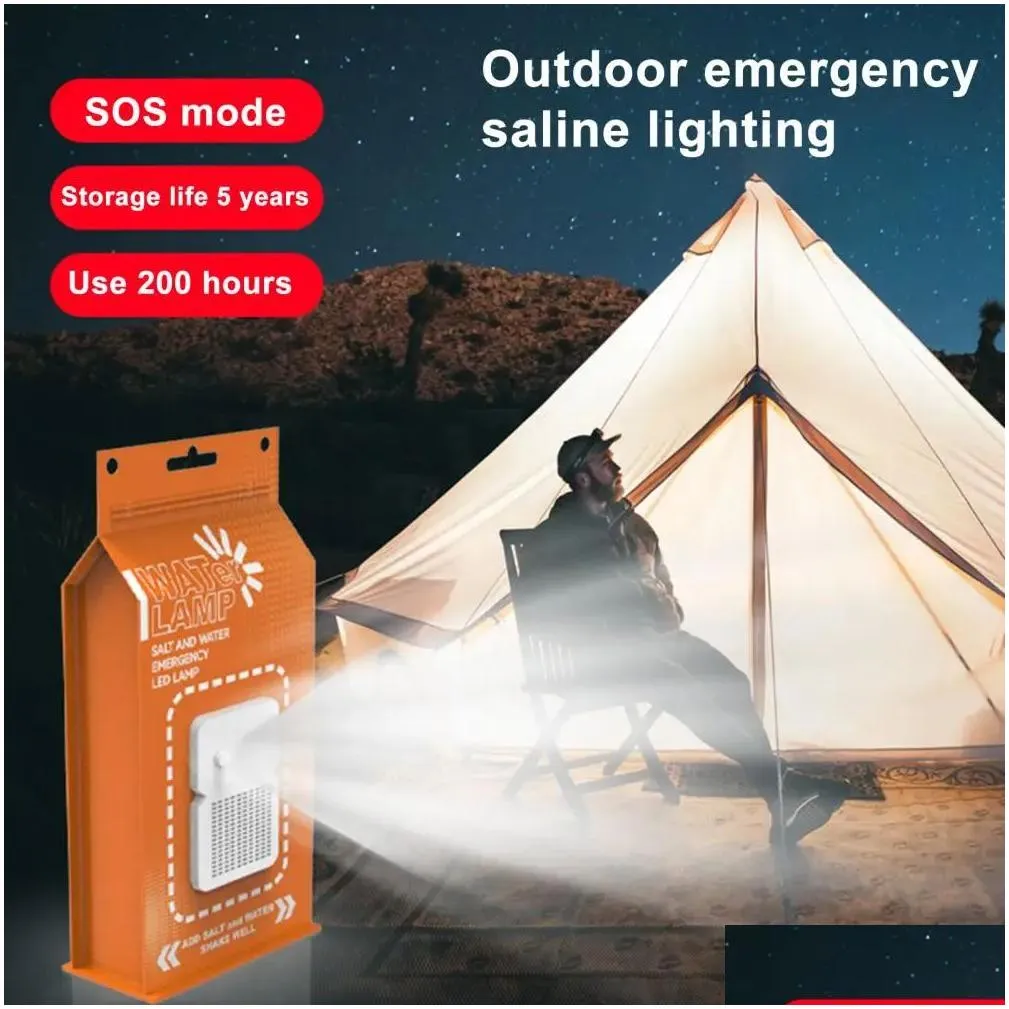 Tools No Battery Salt Water Lamp Portable Led Camping Lamp High Brightness No Battery Compact Size Emergency Tool for Outdoor