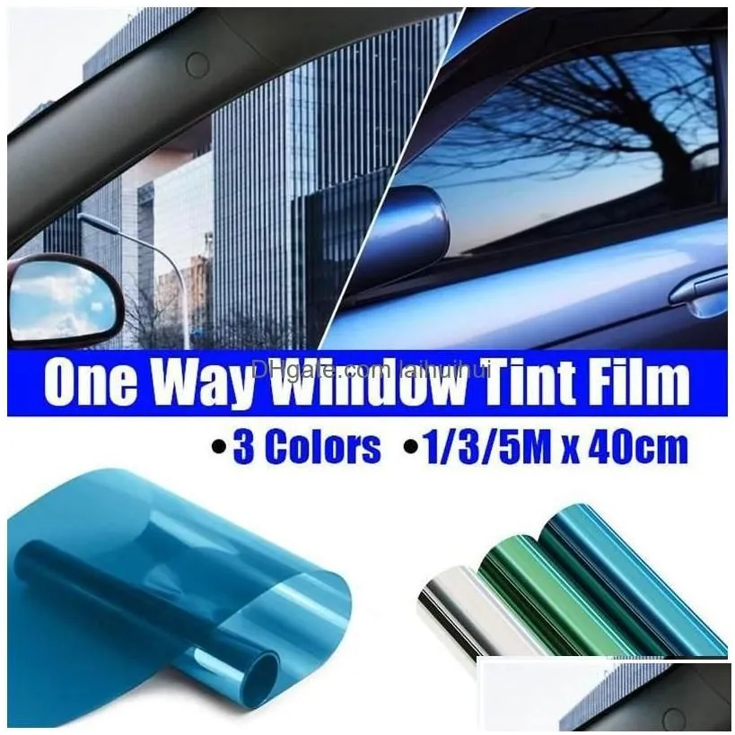 Car Sunshade 1 3 5Mx40Cm Home One Way Mirror Window Glass Building Tinting Film Side Solar Uv Protection Sticker Curtain Scraper Sun
