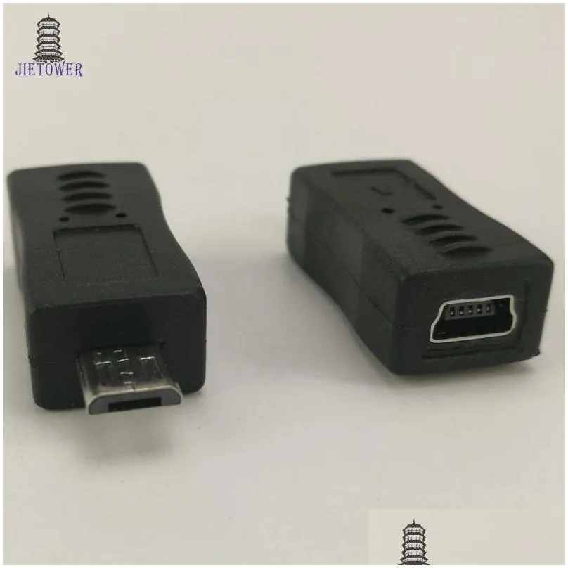 500pcs/lot Wholesale Micro USB Male to Mini 5pin Female Adapter  Connector Converter Adaptor