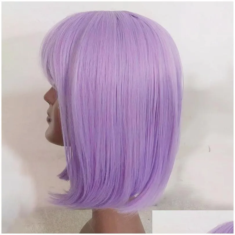 Wonderful Party 14 inch wig short purple Bob role-playing synthetic wig girl