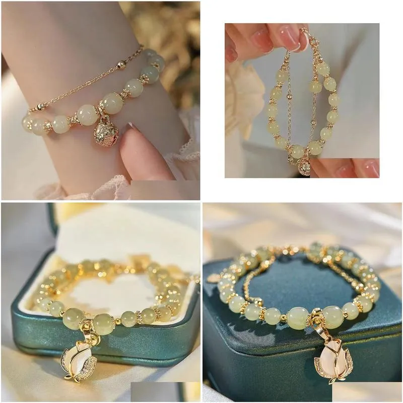 Other Fashion Accessories Step By Natural An Jade Belt Bell Bracelet Female Super Immortal Small Group Light Luxury Twin Friend Drop Otmxo