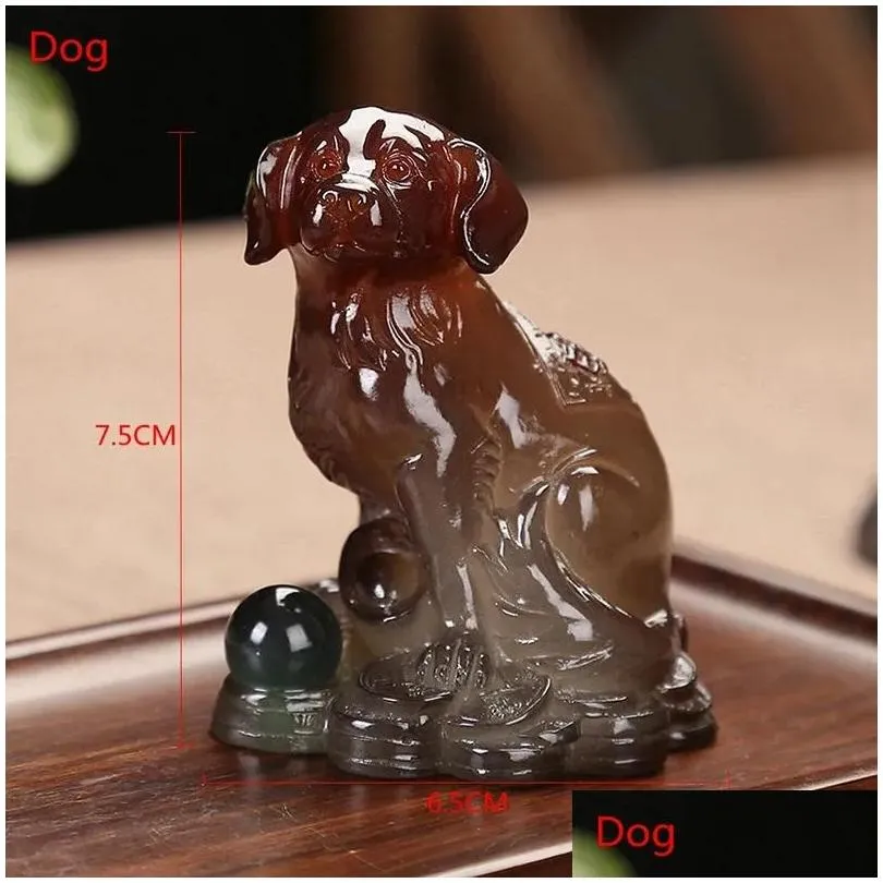 Tea Pets Color Changing Twelve Zodiac Pet Accessories Decoration Chinese Resin Set Decorative Objects