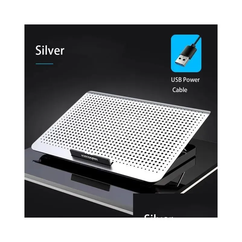 ICE COOREL Notebook Radiator Cooling Fan Laptop Pad Aluminum Alloy 2 USB Ports 11-19 Inch Laptop Cooler Stand For Gaming 240314