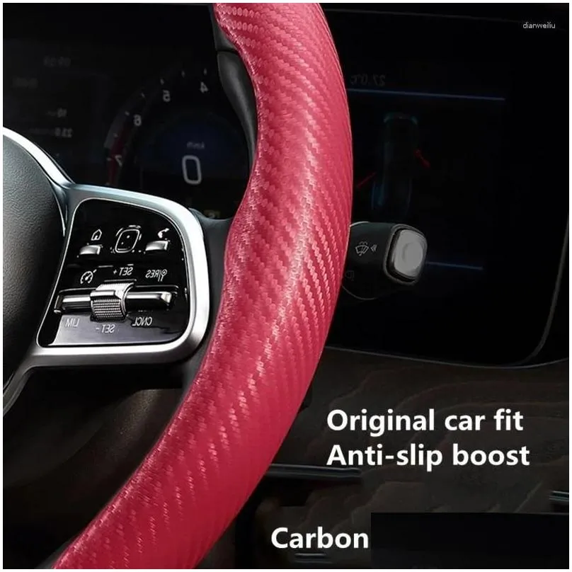 Steering Wheel Covers Car Steering-wheels Cover Carbon Fiber On The Of Four Seasons Universal Interior Accessories