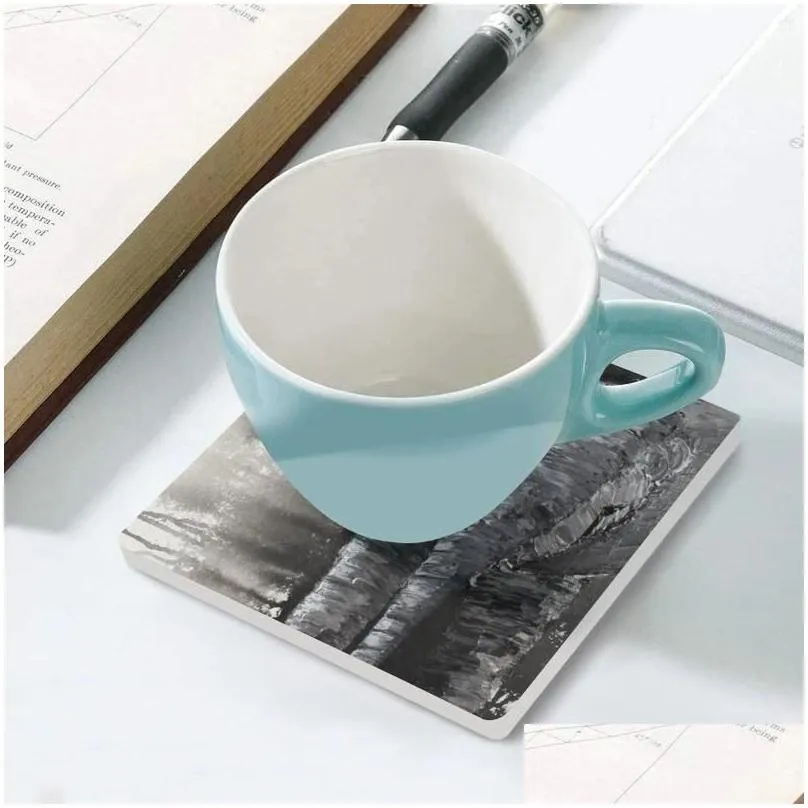 Table Mats Dark Elephant Ceramic Coasters (Square) Coffee Cup Stand Christmas Tea Animal