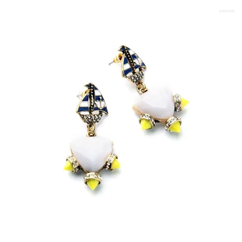 Dangle Earrings Online Resin Piercing Fashion Earring Enamel Alloy Spike Multicolor Feminine Gold Color